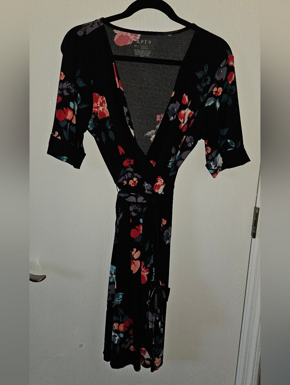 APT. 9 Black Floral Wrap Dress